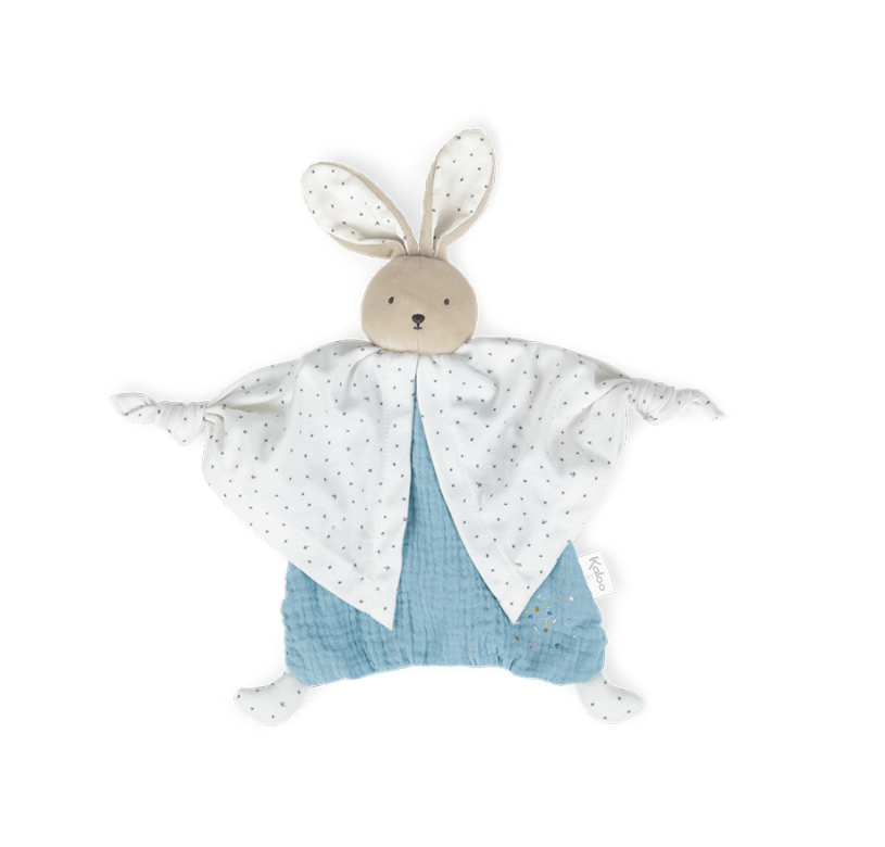  petits pas baby comforter rabbit blue coton bio 25 cm 
